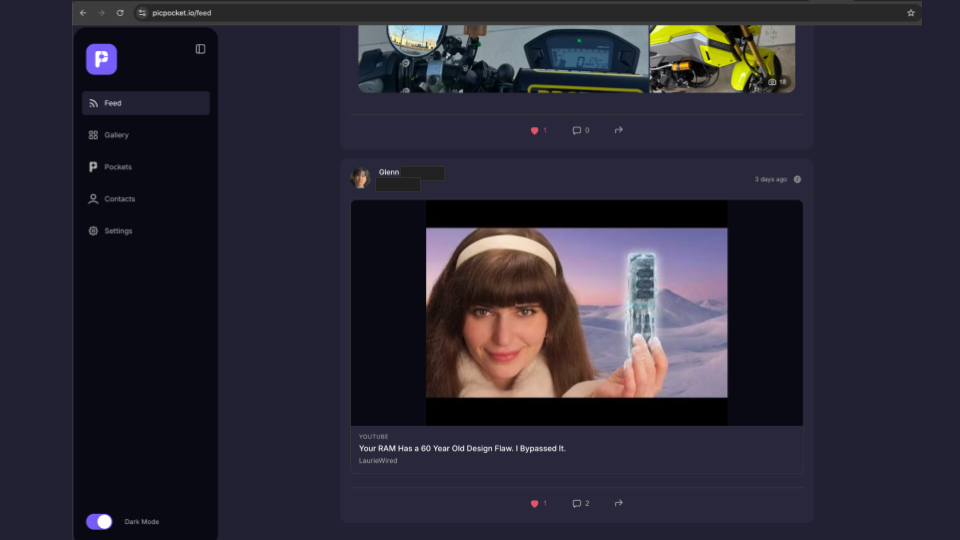 PicPocket.io Web Feed Screenshot